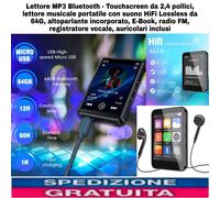 Lettore MP3 Bluetooth - Touchscreen da 2,4 pollici, lettore musicale Da 64GB