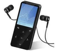 Lettore MP3 da 128 GB, Bluetooth 5.0, lettore MP3 con cuffie con schermo a colori IPS da 2,0 pollici, mini lettore musicale con tasti touch, altoparlante, radio FM, funzione e-book, funzione di