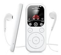 Lettore MP3 da 128 GB, Bluetooth, RWSRW, lettore MP3 con cuffie, radio FM, mini design, audio Hi-Fi, e-book, album fotografico, ideale per sport, bianco