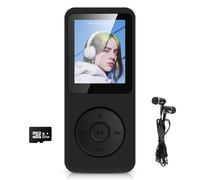 Lettore MP3 da 32 GB, Bluetooth 5.3 con schermo a colori TFT da 1,8", con cuffie, HiFi Musica per bambini, lettore MP3 con altoparlante, radio FM, e-book, registrazione, supporto fino a 128 GB, nero