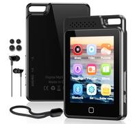 Lettore MP3 da 64 GB con Bluetooth 5.3, touch screen da 2,4" con copertura in metallo Lettore MP3 portatile con altoparlante, registrazione vocale, radio FM, supporto da 128 GB