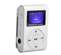 Lettore MP3, lettore musicale portatile, mini clip sul retro, schermo LCD, lettore musicale MP3, camminata, con cuffie (argento)