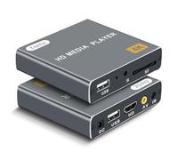 Lettore multimediale digitale 4K, lettore video MP4 TV con uscita HDMI/AV, mini lettori multimediali ultra HD per unità USB/schede SD, H.265/HEVC, riproduzione e ripresa automatica, grigio