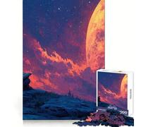 Lettore notturno sotto una luna gigante Puzzle per adolescenti 1000 pezzi Gioco di logica mentale Antistress Taglio solido Regalo di compleanno (38x26cm)