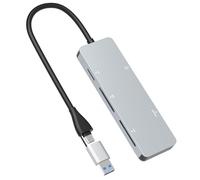 Lettore schede CFast 2.0, CFast Card Reader USB C 3.0 e USB A, Adattatore CFast con Velocità 5 Gbps per schede SanDisk, Lexar, Transcend, Sony, lettura simultanea di 5 schede CFast/TF/SD/XD/CF