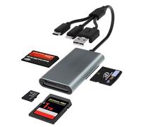 Lettore Schede per SD/TF/MS/XD - 4 in 3 Adattatore Memory Stick Pro Duo per iPhone/iPad/PC/Android, Lettore Schede SD Micro SD con USB C/Lightning/USB, Lettore XD Picture Card per Olympus/Fujifilm