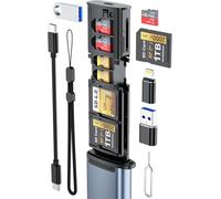 Lettore Schede SD ad Alta velocità, 9in1 SD Card Reader 312MB/s Custodia di Archiviazione Portatile con 3X SD + 4X TF + 2X SIM,Type-C Adattatore Alluminio per Fotocamere,Smartphone,Droni e Action Cam
