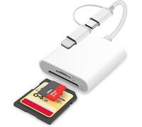Lettore Schede SD iPhone, [Certificato Apple MFi] 2 in 1 Lettore SD iPhone, Lightning SD Card Reader, Lettore Scheda SD iPhone, Adattatore Scheda SD per iPhone, SD Card Reader per iPhone iPad