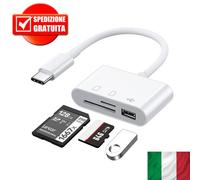 Lettore Schede SD/MicroSD USB-C OTG per iPhone Android MacBook Adattatore TipoC