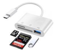 Lettore Schede SD per iPhone, Adattatore Scheda SD per iPhone, SD Card Reader for iPhone, Lettore Schede Memoria per iPhone 15/Pro Max/Pro/Plus/iPad Pro/MacBook Pro/Air, Samsung Galaxy (USB C-3 IN 1)