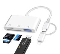 Lettore Schede SD per iPhone iPad, Adattatore scheda SD per Phone 3 in 1 con porta USB und doppio slot per Micro SD/SD,Lettore Schede Memoria per Phone 15/Pro Max/Pro/Plus/Pad Pro/MacBook Pro/Air