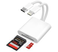 Lettore Schede SD per iPhone/iPad/Android/Camera, 2 in 2 Adattatore Scheda SD con connettori USB C e Lightnning Doppio Slot per SD/MicroSD/SDXC/MicroSDHC/SDHC, Type C OTG Adapter, Lettore Memory Card