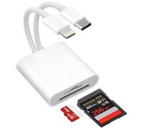 Lettore Schede SD per iPhone/iPad/Android/Camera, 2 in 2 Adattatore Scheda SD con connettori USB C e Lightnning Doppio Slot per SD/MicroSD/SDHC/SDXC/MicroSDHC, Type C OTG Adapter, Lettore Memory Card