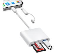 Lettore Schede SD per PC/iPhone/iPad/MacBook/Camera(porta Lightening e USB-C), Lettore SD Card con 3 Slot, Slot SD e Slot MicroSD e Slot USB, Lettore Scheda SD non necessita di driver, Plug and Play