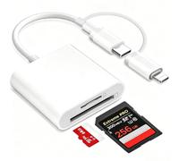 Lettore Schede SD USB C per iPhone/iPad, 2 in 2 Lettore SD USB C Lightning | [Certificato Apple MFi] Adattatore Scheda SD iPhone con SD/Micro SD Doppio Slot per iPhone/iPad/MacBook/Android, Plug & Play