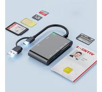 Lettore Smart Card Firma Digitale,6 in 1 USB-A + USB-C Lettore IC Smart Card Tessera Sanitaria Lettore Smart Card CNS, Lettore di Smart CRS/CNS/SIM/MicroSD/SD/MMC/M2 Lettore Cie per PC Windows Phone