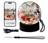 Lettore video Crystal Ball 3D personalizzato - Display Wi-Fi da 7 cm, Palla di Natale personalizzata, Video personalizzabili, Decorazione natalizia a ultrasuoni, Regalo di compleanno fai da te (Nero)