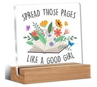 Lettori regali per gli amanti dei libri, targa in acrilico regalo per ragazze, diffondi quelle pagine come una brava ragazza, cartelli decorativi da scrivania, 15 x 15 cm