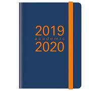 LETTS, Calendario scolastico Memo A6, 1 settimana su 2 pagine, multilingue, 2019/20, blu navy e arancione