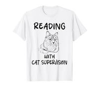 Lettura con la supervisione del Gatto Umorismo Gatti Maglietta