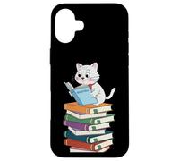 Lettura del gatto sveglio leggere libri colorati Lettori donne, uomini, bambini Custodia per iPhone 16 Plus
