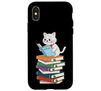 Lettura del gatto sveglio leggere libri colorati Lettori donne, uomini, bambini Custodia per iPhone X/XS