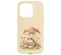 Lettura della rana nella foresta sotto i funghi Custodia per iPhone 15 Pro