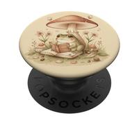 Lettura della rana nella foresta sotto i funghi PopSockets PopGrip Adesivo