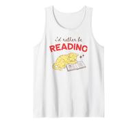 Lettura di Gatti Libro Amante Biblioteca Libro Cat Mom Reader Art Canotta