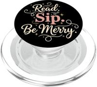 Lettura di Natale per amanti dei libri per le vacanze Leggi Sip Be Merry Books PopSockets PopGrip per MagSafe