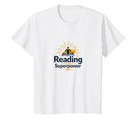 Lettura è Il Mio superpotere Biblioteca Citazione Libro Regalo Amante Maglietta, Bambini, Bianco, 10 Anni