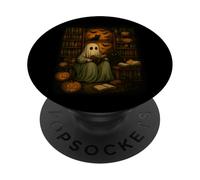 Lettura fantasma con gatti nella biblioteca infestata PopSockets PopGrip Adesivo