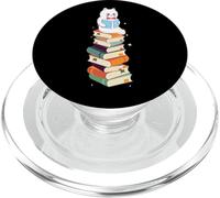 Lettura gatto carino leggere libri colorati lettore nerd cartone animato PopSockets PopGrip per MagSafe