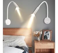 Lettura Luce da Parete con Interruttore LED 2W Lampada da Parete 3000K/4000K/6000K Applique da Parete 360° Regolabile Lampada Collo Oca Flessibile Faretto da Lettura (Bianco Luce Neutra,2 Pezzi)