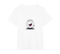 Lettura tra Il Libro dei Vini e L'Arte degli Amanti del Vino Maglietta, Donna Plus-Size, Bianco, 6X