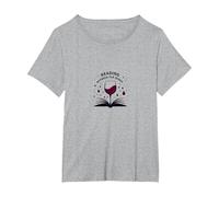 Lettura tra Il Libro dei Vini e L'Arte degli Amanti del Vino Maglietta, Donna Plus-Size, Grigio Melange, 2X