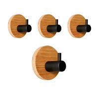LETYJECKY- Set 4 Appendi Accappatoio Bagno autoadesivo, Ganci Adesivi Acciaio Inox Bambù, Porta Asciugamani Bagno adesivo, Appendiabiti da Parete, Gancio Accappatoio Doccia, Appendi asciugamani bagno