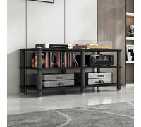 LEUBDIBR Rack Audio con Ripiani per Impianto Stereo e Media | Telaio in Acciaio Stabile, Design Multilivello, Conservazione Media Versatile(Black,47.2x15.7x19.7in)