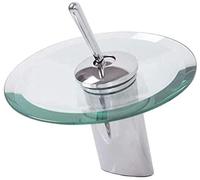 leuchten Rubinetto con braccio girevole, miscelatore acqua fredda e calda, per lavelli in vetro, rubinetto moderno per cucina e bagno, facile installazione, design elegante