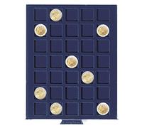 Leuchtturm 302460 Cofanetto per Monete Smart - 35 Scomparti Quadrati per Monete Fino a 27 mm di Ø - Moneta da 2 Euro, Moneta Tedesca da 5 Euro - Blu