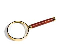 Leuchtturm 305535 - Lente d'ingrandimento con manico e lente in vetro, bordo in metallo dorato, 3x, Ø 50 mm