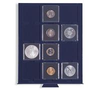 Leuchtturm 307053 Cofanetto per Monete Smart - 12 Scomparti Quadrati per Monete, Portamonete e Capsule per Monete QUADRUM Fino a 50 mm Ø - Blu