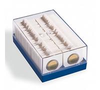 Leuchtturm 315511, scatola di plastica per 100 cartoni per monete, Blu