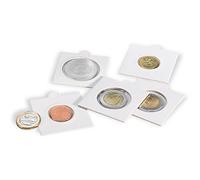 Leuchtturm 334039 Cornici per Monete Matrix 27,5 mm - cornici autoadesive e iscrivibili per Monete - 100 Pezzi in Bianco