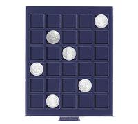 Leuchtturm 338077 Contenitore per Monete Smart - 30 Scomparti Quadrati per Monete Fino a 33 mm Ø - 2, 5, 10, 20 Euro, 10 DM in Capsule - Blu