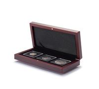 Leuchtturm 339049 Portamonete VOLTERRA - Scomparti Quadrati per 3X Capsule di Monete QUADRUM - Color Mogano