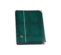 Leuchtturm 341942 Album per la Raccolta di francobolli Comfort Deluxe - 64 Pagine DIN A4 Nere - Imbottito, Aspetto Coccodrillo - Verde