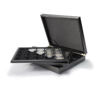 Leuchtturm 347919 Cassetta per Monete VOLTERRA DE Luxe - 60 Capsule QUADRUM/Portamonete 50 x 50 mm - campi Quadrati - Nero