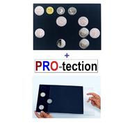 LEUCHTTURM-MÜNZKOFFER-CARGO-L6-310747-&-MÜNZTABLEAUS-BLAU-ROT-PRO-SCHUTZSCHUBER