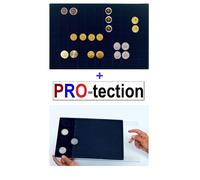 LEUCHTTURM-MÜNZKOFFER-CARGO-L6-310747-&-MÜNZTABLEAUS-BLAU-ROT-PRO-SCHUTZSCHUBER